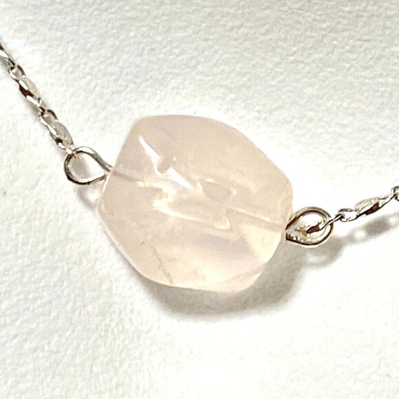 Jewelry - 2/$20, Natural Rose Quartz Necklace, Genuine Facet Gemstone & Stainless Chain